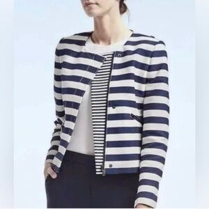 Banana Republic Blue and White Striped Blazer